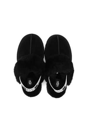 black leather funkette slippers UGG KIDS | 1130395KBLK